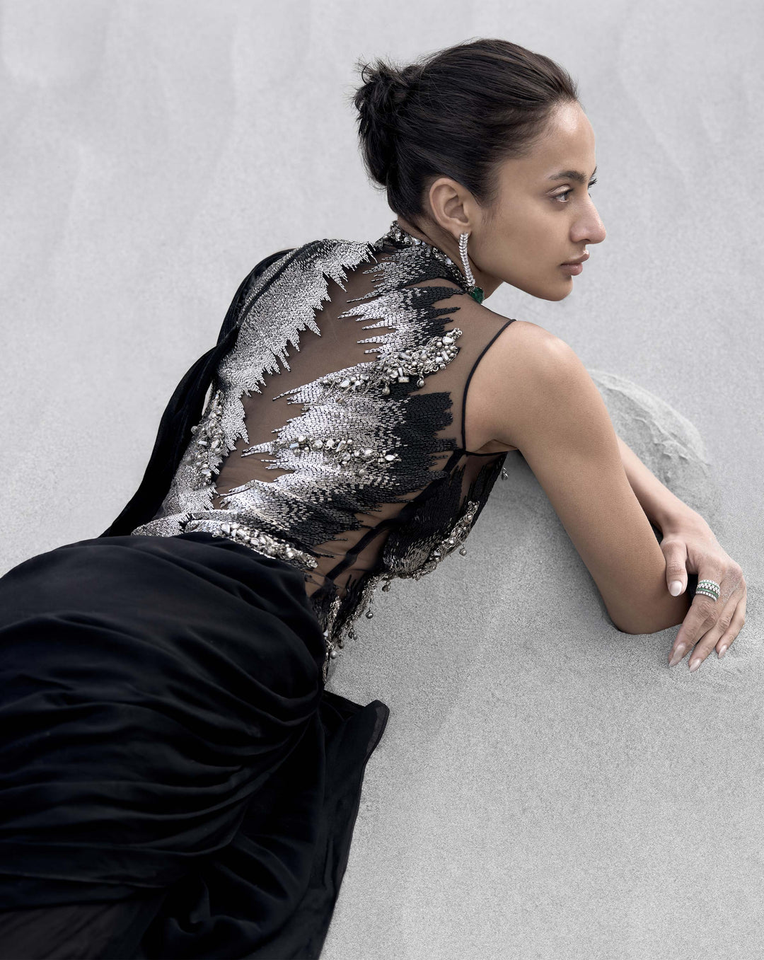 The Embellished Metallic Saree Gown