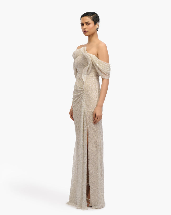 Neptune Ruffle Sequin Gown
