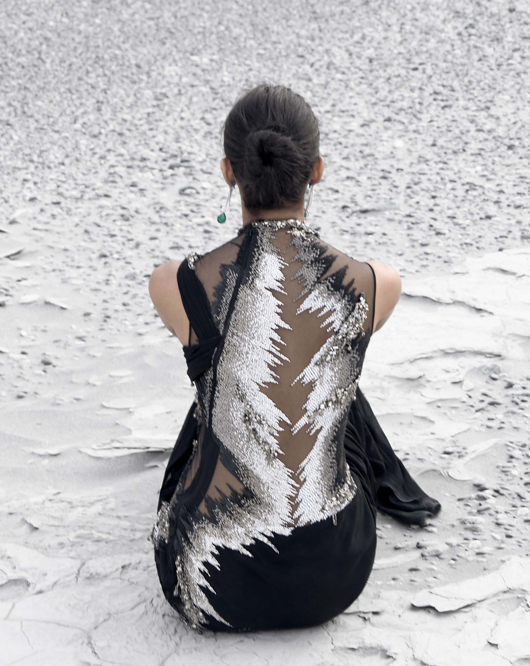 The Embellished Metallic Saree Gown