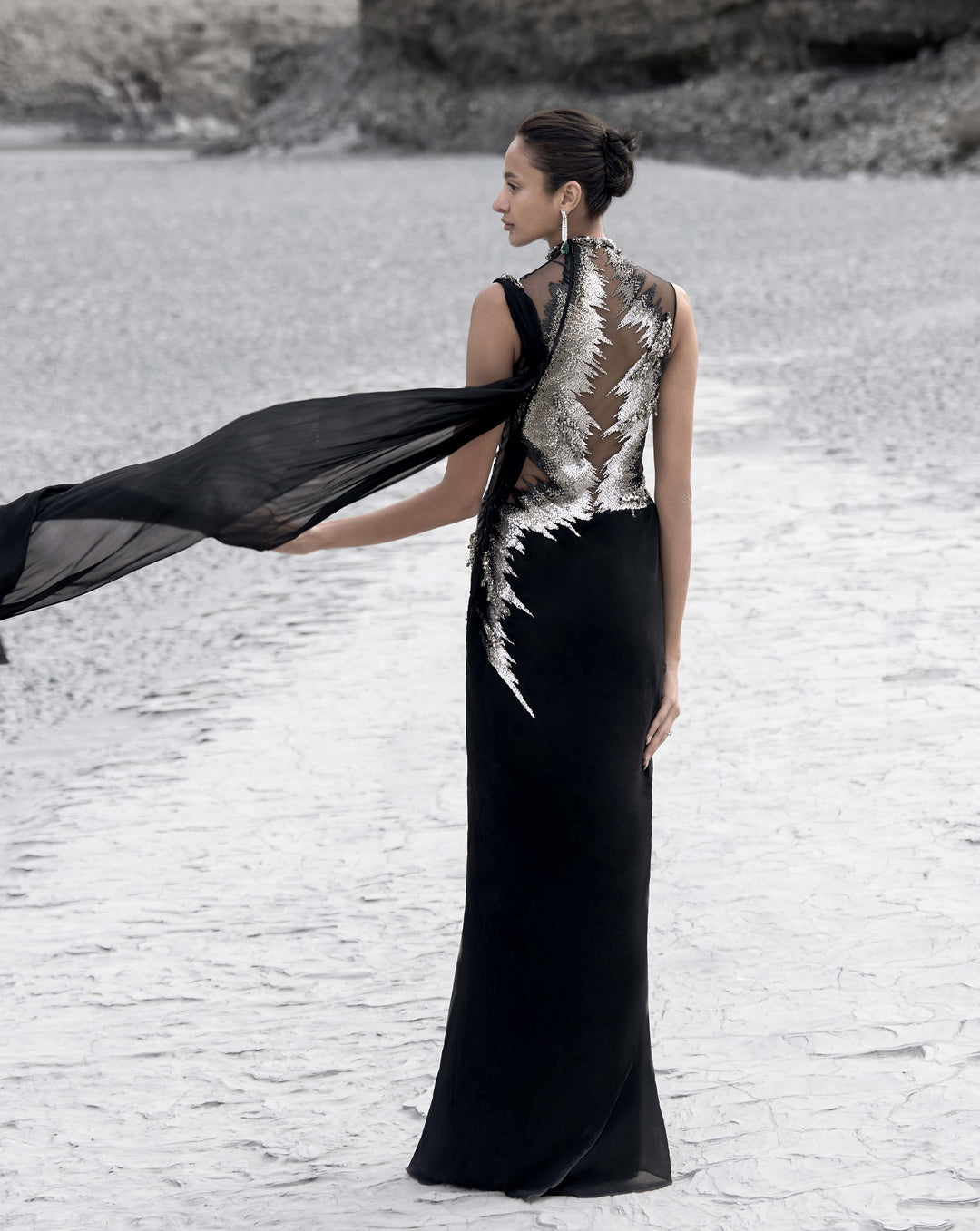 The Embellished Metallic Saree Gown