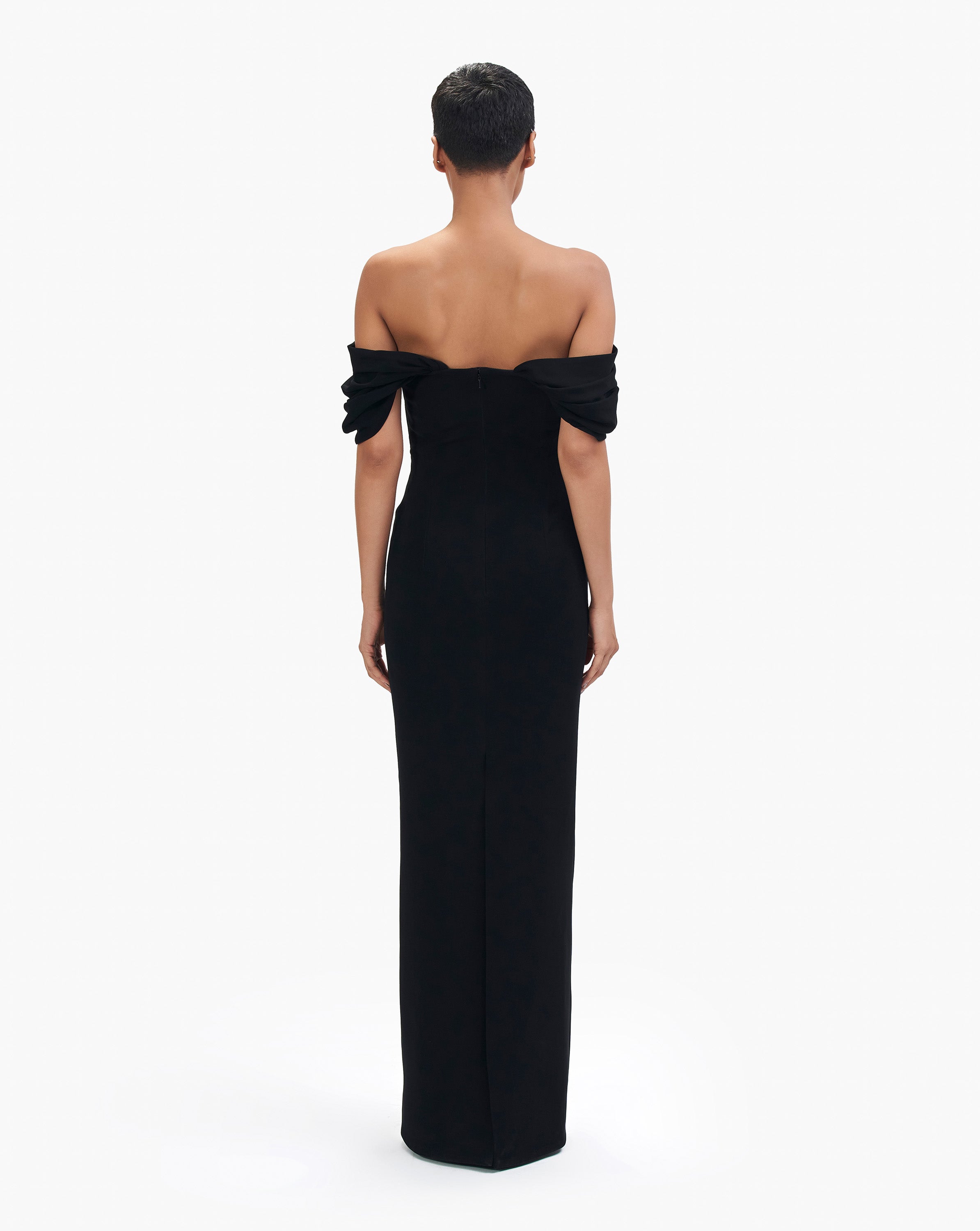 Black Sculpted Arc Gown