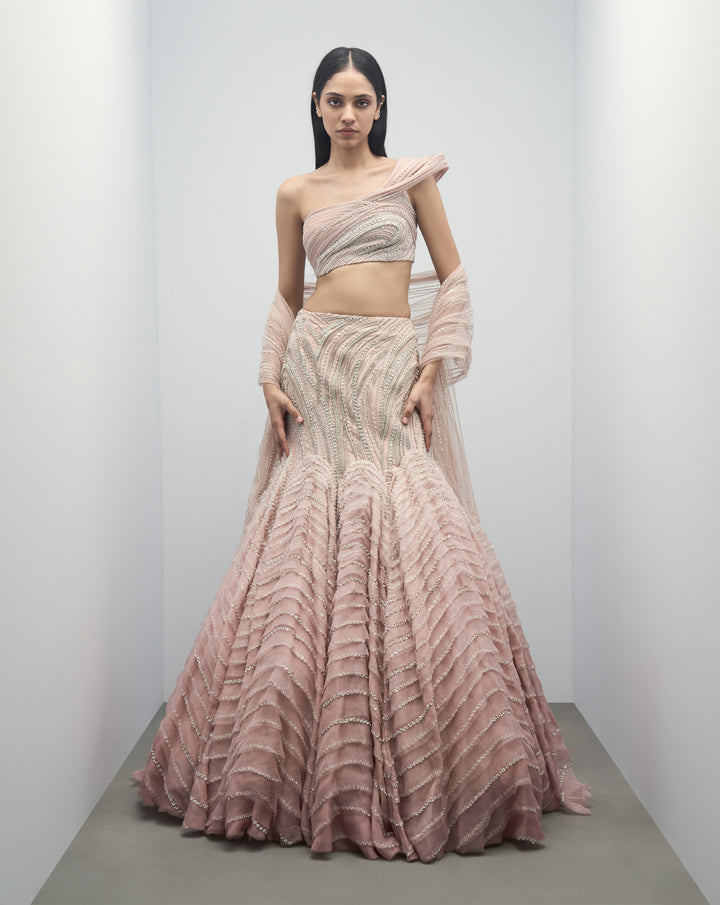 Organza Layered Zardozi Lehenga