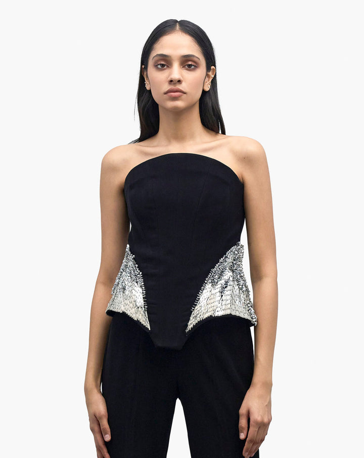 The Black Corset Peplum Top