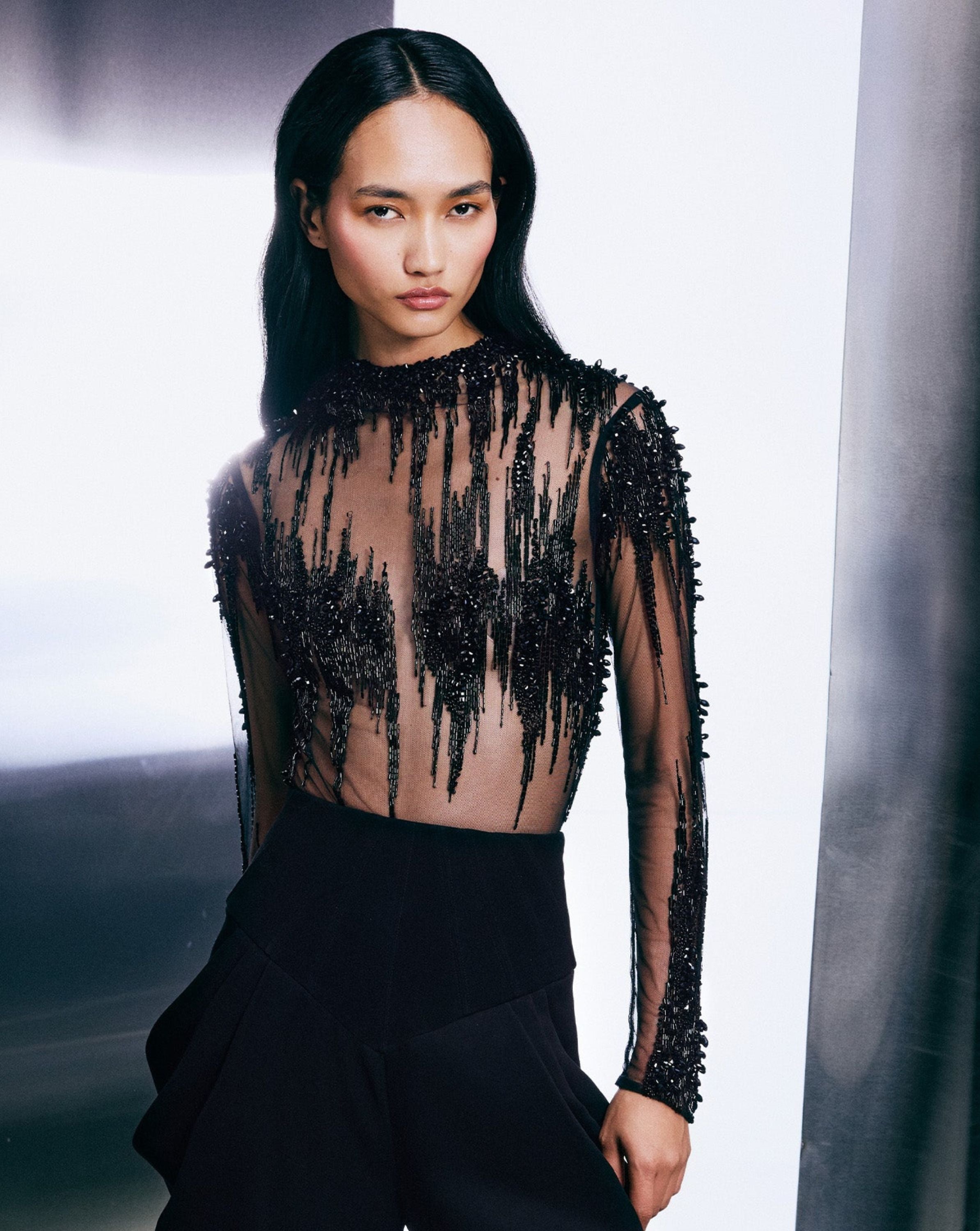 Lightfall Encrusted Crystal Bodysuit