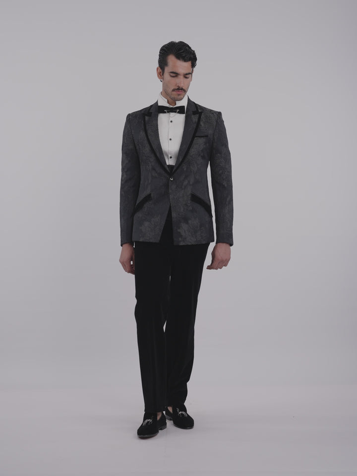Floral Textured Brocade Tuxedo