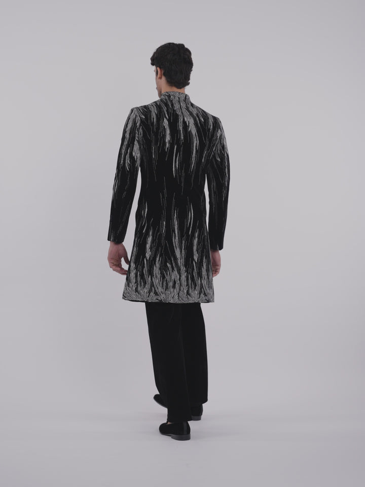 Black Velvet Celestial Wing Sherwani