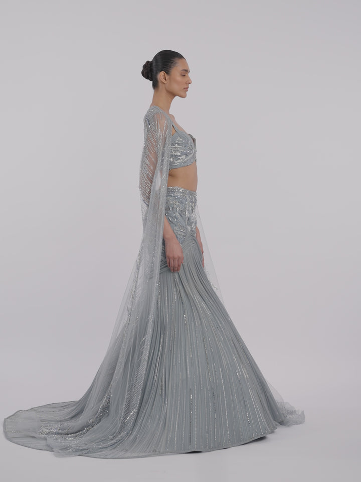 The Embellished Lehenga with Sheer Cape