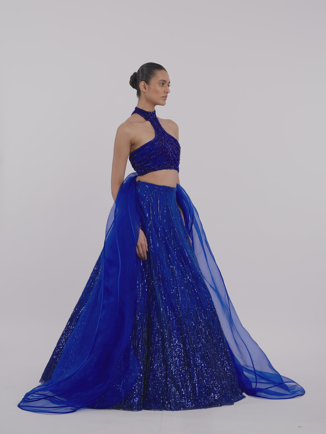The Draped Panel Halter Lehenga