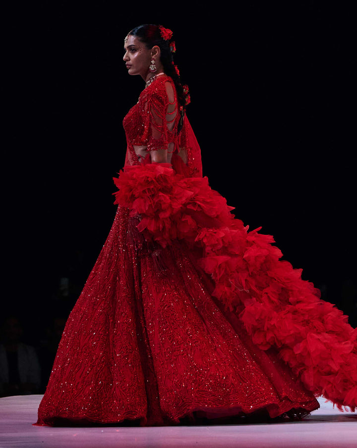 Scarlet Sanctum Lehenga - Image 3